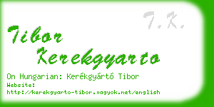tibor kerekgyarto business card